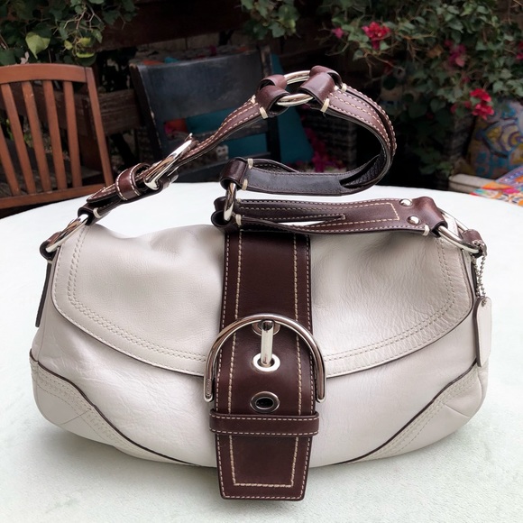 Coach Soho 10578 Vintage White Brown Leather shoulder Handbag - Picture 3 of 9